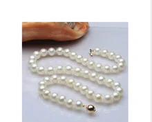 Lovely Fine New jewelry choker 8-9MM white cultured pearl necklace 17&quot word mujer for women -jewelry | Украшения и аксессуары