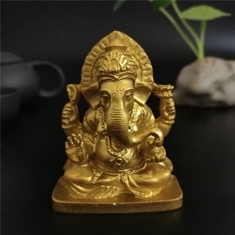 

Золотая Статуя Будды Ганеша, слон, скульптуры Бога, статуэтки, украшения для дома, аксессуары, садовые статуи Будды