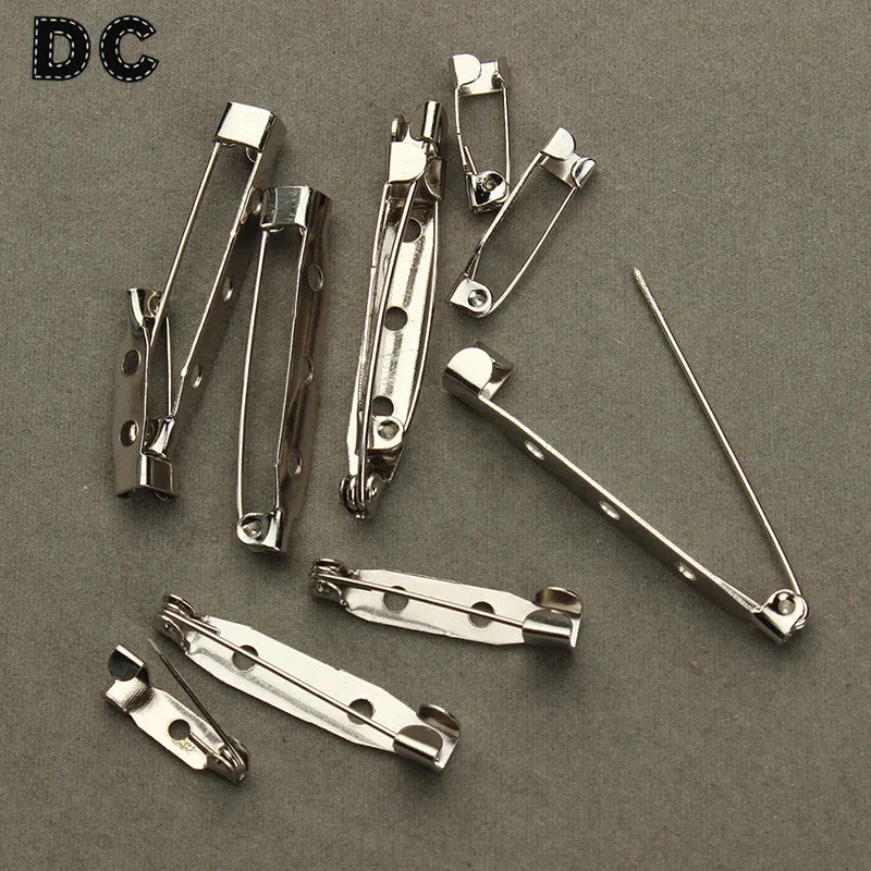 Металлическая брошь серебристого цвета 30 шт./лот с 2 отверстиями для рукоделия