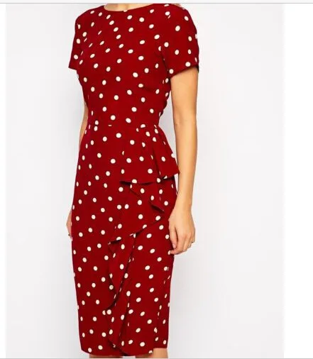 

New Women Dress Summer O Neck Retro point repair and commuter dress circle collar big code repair Pencil Dress Bodycon 4XL 2018