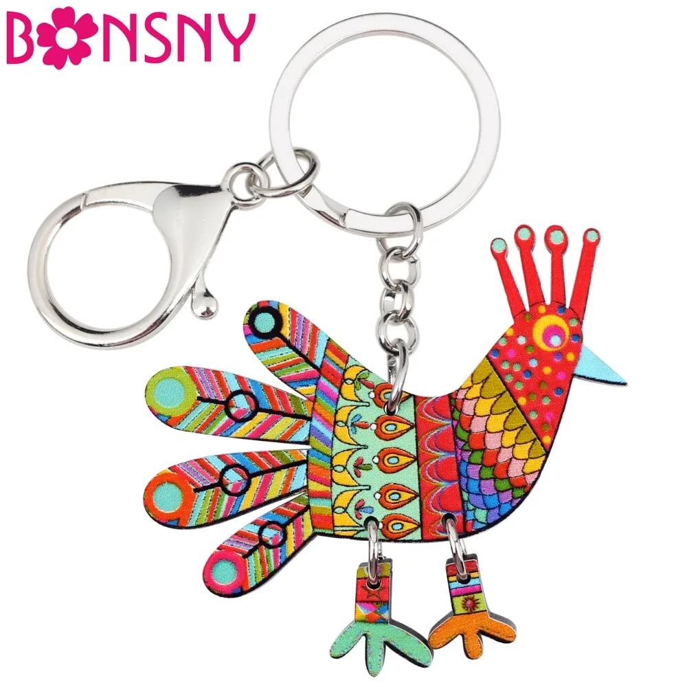 Bonsny акриловые брелки цепочки для ключей с рисунком курицы из мультфильма женщин