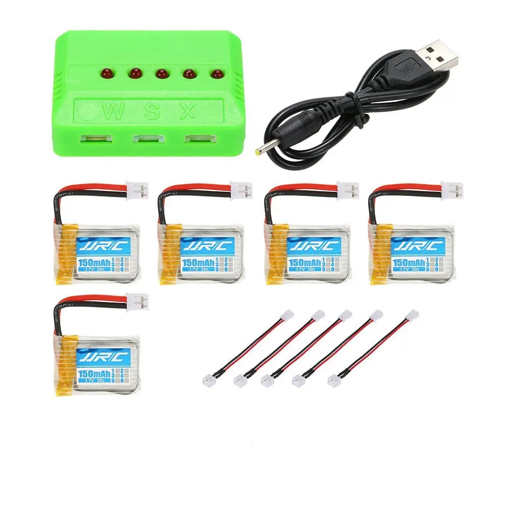 5pcs Original JJRC 3.7V 150mAh 30C Lipo Batteries with 5 in 1 Battery Charger for H36 NiHui NH010 RC Quadcopter Drone | Игрушки и хобби