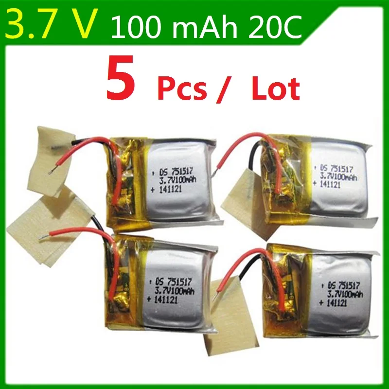 5 шт./лот 3 7 V 100mAh 751517 литий полимерный аккумулятор CX 10 JJ810 дистанционный