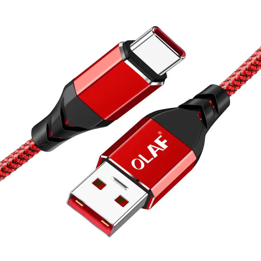 Олаф 5A usb type C кабель для быстрой зарядки для huawei P20 Lite Pro для Xiaomi Mi 8 Usb C кабель для передачи данных Шнур для samsung S8 S9 Note 8 9 - Цвет: Red
