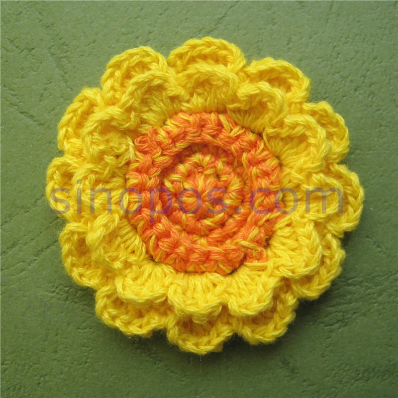Ручная работа крючком в виде подсолнуха 2 дюйма аппликация из хлопчатобумажной