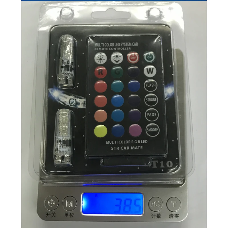 Светодиодные автомобильные лампы TPTOB T10 W5W RGB с пультом дистанционного управления