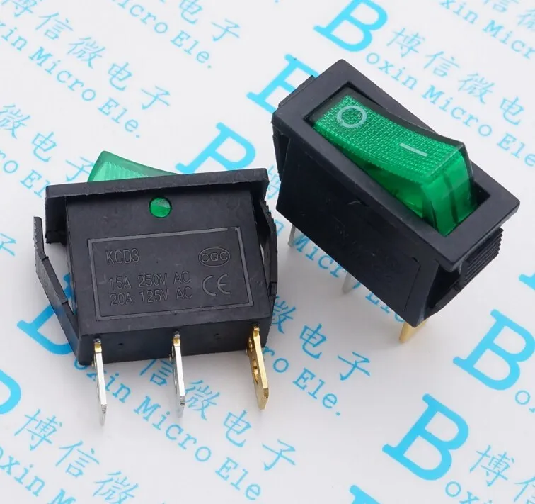 10 шт./клавишный выключатель Φ KCD2 3 Pin 2 пилки ленточная лампа 16A/250V | Строительство и