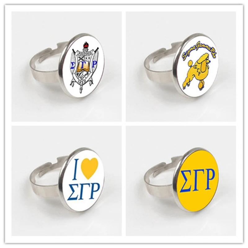 Кольцо ручной работы очаровательное кольцо Sigma Gamma Rho Sorority стеклянные кольца