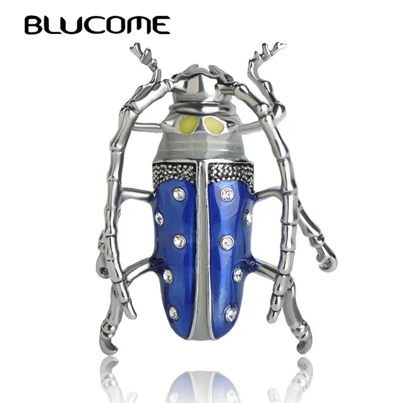 Женская/Детская Винтажная брошь-Цикада Blucome синяя из сплава с эмалью Ювелирное
