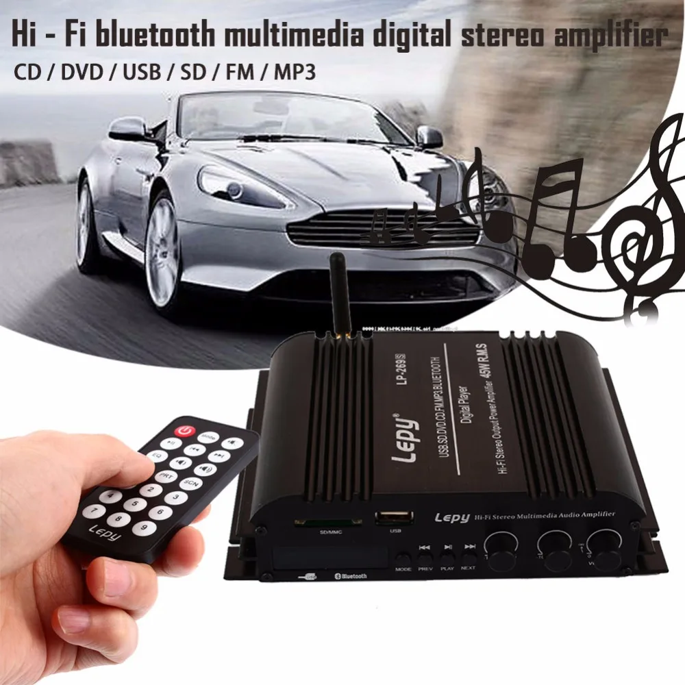 Vehemo USB FM аудио стерео усилитель радио MP3 Динамик Hi-Fi 4 канала Мощность плеер с пультом дистанционного управления Управление для Авто Мото
