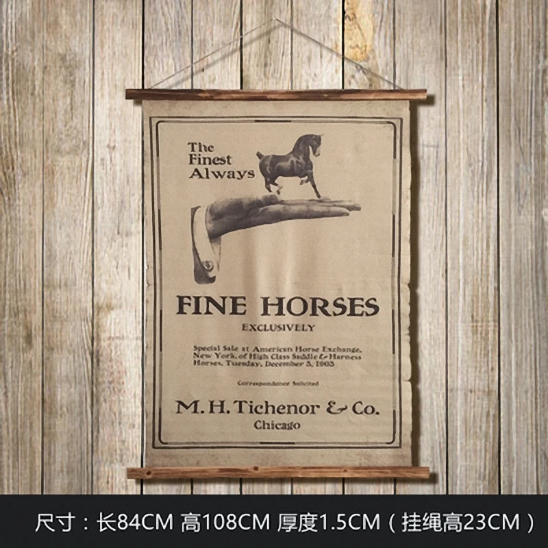 Большой ретро прекрасные лошади льняная ткань живопись свитки постер росписи
