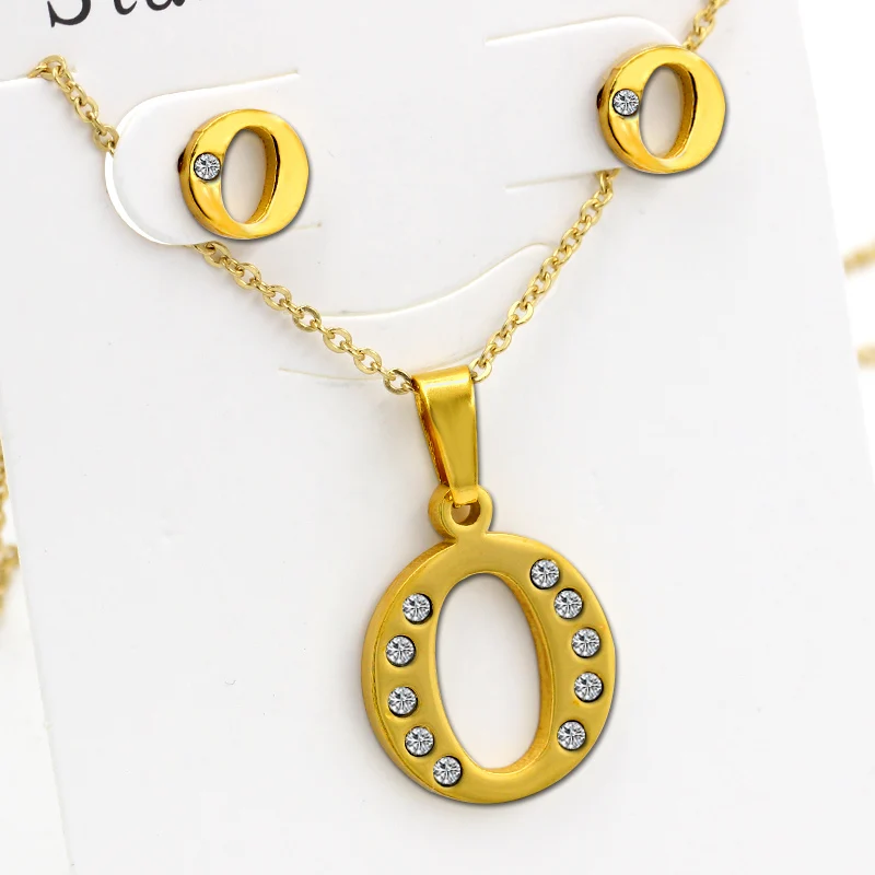 Новый модный O Письмо Позолоченный Нержавеющей Стали Ювелирные Наборы