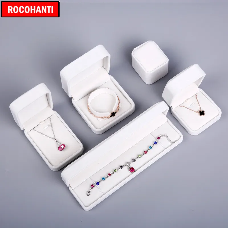 50sets Luxury Custom Logo Printed Velvet Jewelry Gift Boxes Paper Packaging Bag for Bracelet Earrings Ring Necklace | Дом и сад