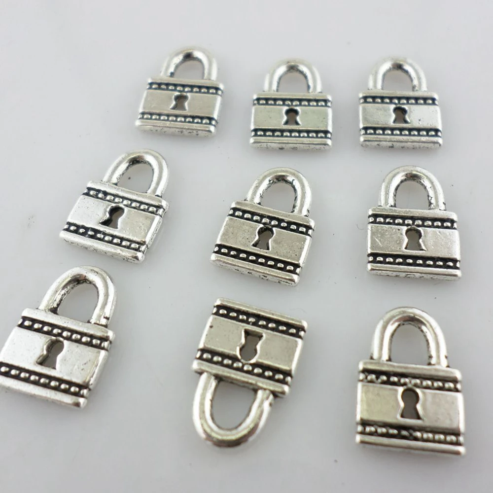 

80pcs Tibetan Silver Small Lock Charms Pendants 9x12mm Jewelry Findings