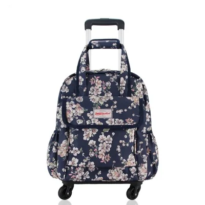 Women Travel Trolley Bags travel Backpack with wheel Rolling luggage trolley backpack waterproof Oxford Rolling Baggage Suitcase - Цвет: not Uninstall