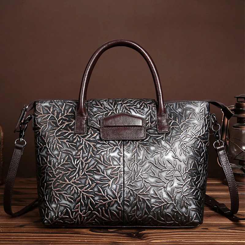 

High Quality Real Cowhide Cross Body Bag Embossed Handbag For Women Designer Travel Shoulder Messenger Genuine Leather Tote Bags