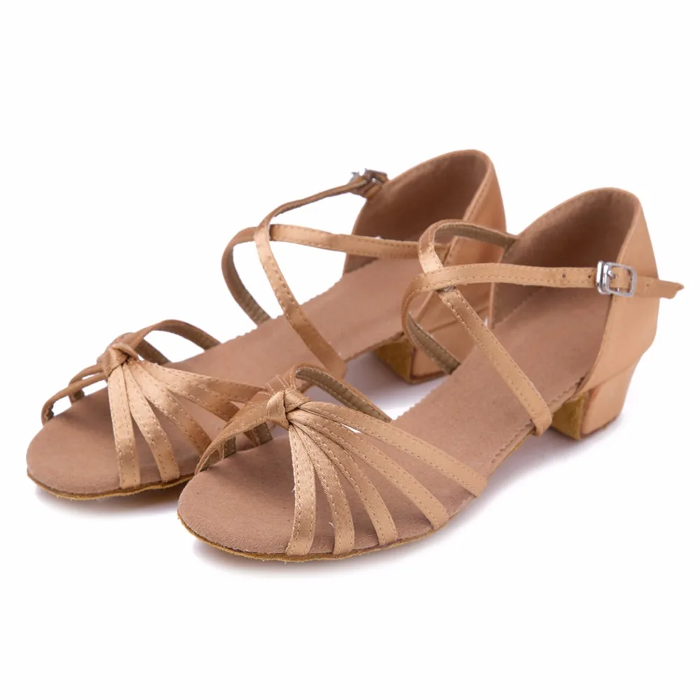 WZJ Black Brown Satin Zapatos Salsa Mujer De Baile Latino Tango Latin Dance Shoes For Girls Kids Woman | Спорт и развлечения