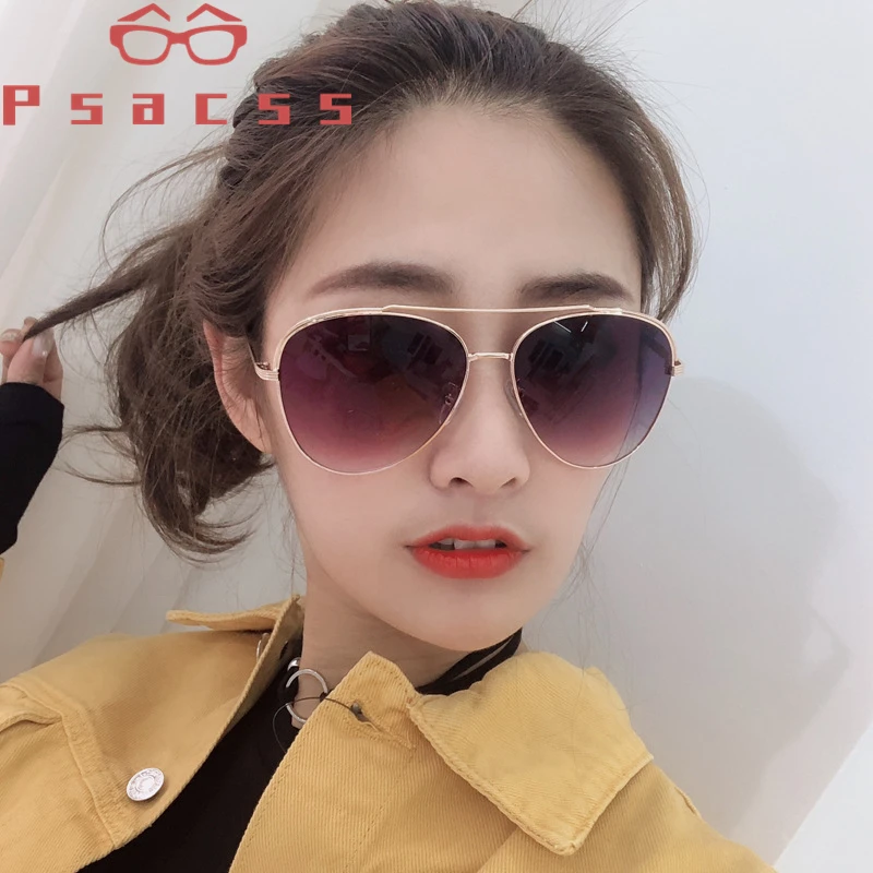 

Солнцезащитные очки-авиаторы Psacss для мужчин и женщин, винтажные брендовые дизайнерские солнечные очки с оправой из сплава для вождения и ры...