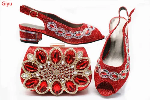 

doershow African red shoe and bag set for party Italian shoe with matching bag new design lady matching shoe and bag!!SHJ1-18