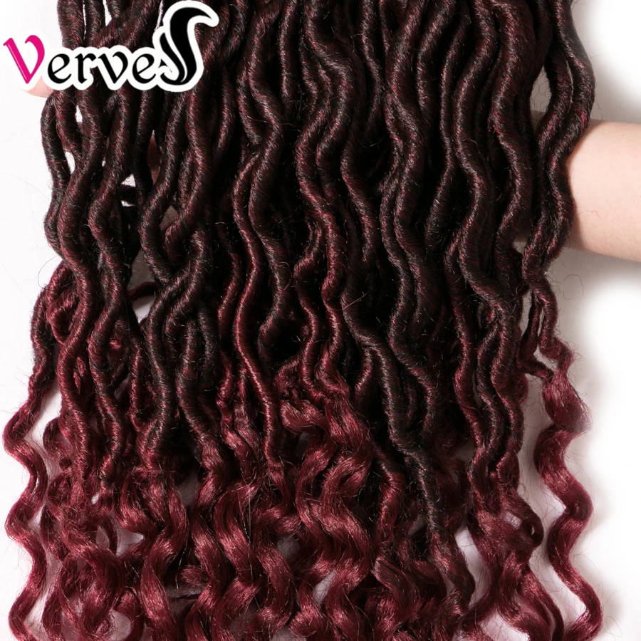 VERVES Faux locs 18 дюймов вязание крючком сплетенные волосы для наращивания 24 пряди/упаковка косички Омбре плетение волос синтетический афро коричневый оптом