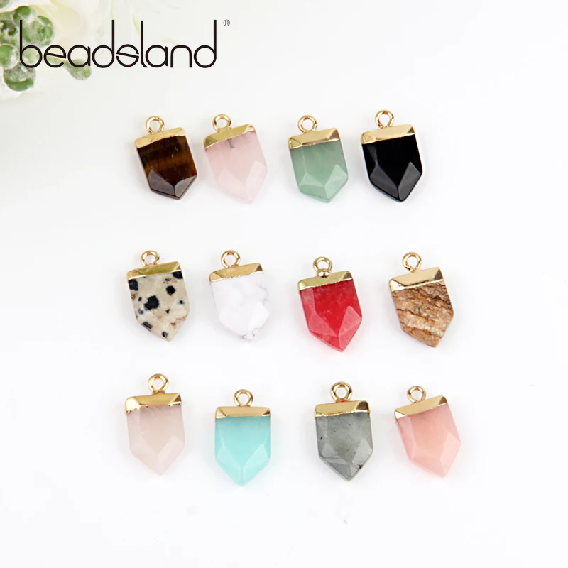 Beadsland форма лопаты разноцветный натуральный камень кулон для DIY ожерелье женщина