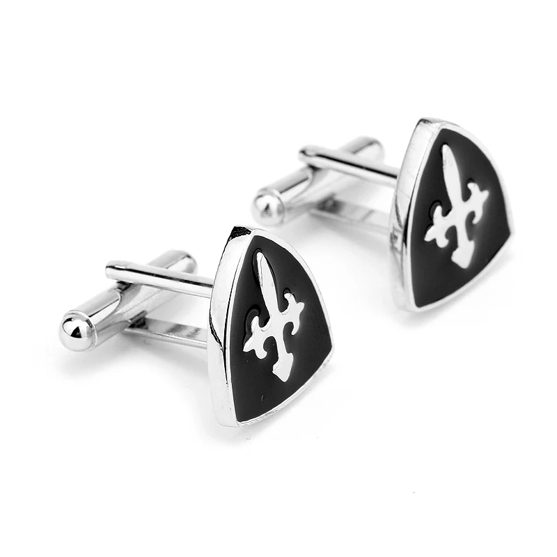 Мужские металлические запонки черные эмалированные с узлом|cufflinks for mens|cufflinks menshirt