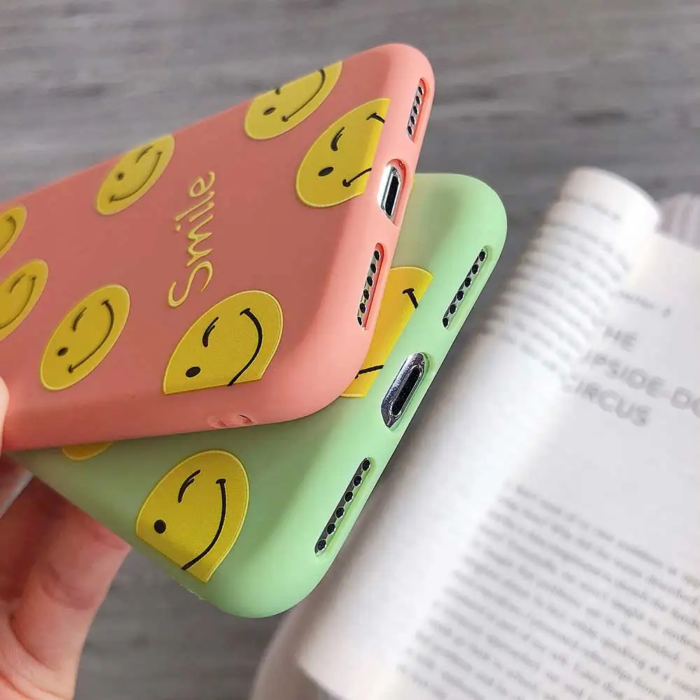 Чехол для телефона с изображением смайлика Apple iphone 6S 6 7 8 plus XS MAX XR X + модный