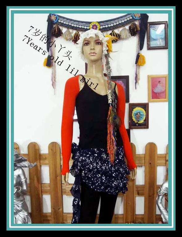 Топ для латиноамериканских танцев костюм живота модал ворс длинных рукавов AR37 42