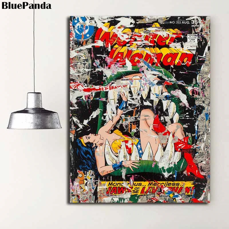 Г-н Brainwash Wonder Woman плакат DC Super Hero Холст Картина уличное искусство Современная