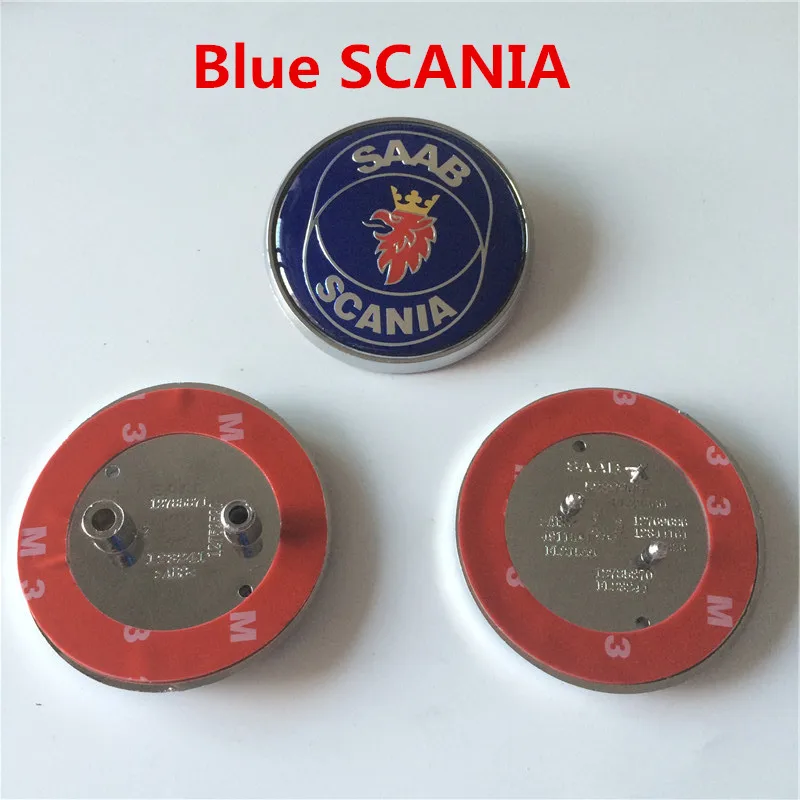 scania mix 2 шт., 68 мм, автомобильный Стайлинг, SAAB, SCANIA, синий, черный, карбоновый, передний, задний багажник, значок, эмблема, авто логотип, 2/3 штифтов - Цвет: scania mix