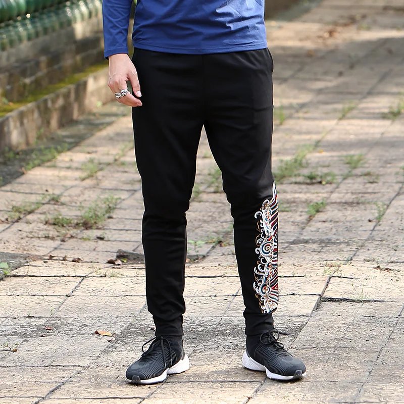 Bumpybeast 2017 хит продаж штаны китайский стиль дракон тотем вышивка мужские