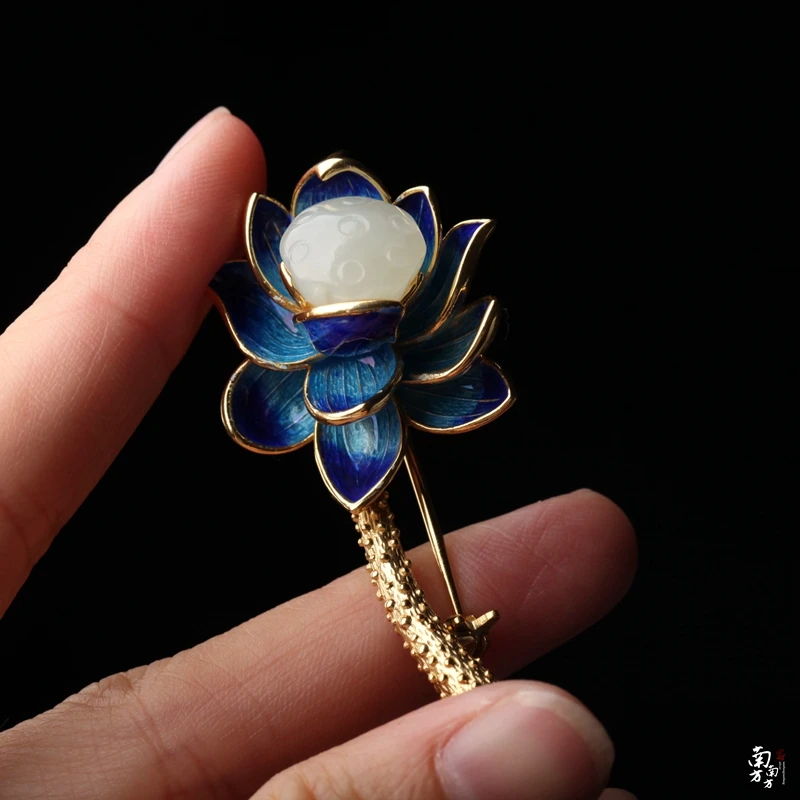 Женское винтажное ювелирное изделие Lotus Cloisonne булавка из 100% серебра 925 пробы