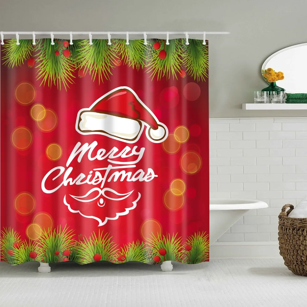 Merry Christmas Санта Клаус Рождественская елка Лось Подарок Снеговик занавеска для душа s Frabic Водонепроницаемый полиэстер занавеска для ванной с крючками