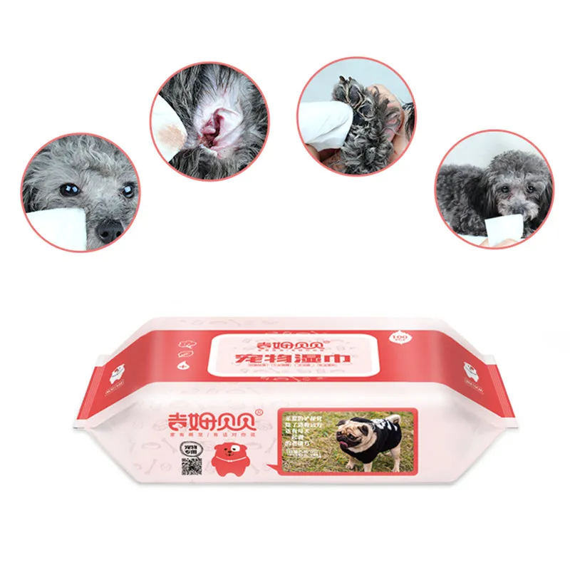 Pet cleaning wipes 80 pieces antibacterial hydrating flexible itching deodorant environmental non-woven pet clean supplies | Дом и сад