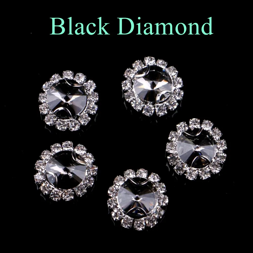 Black Diamond Обведено Стразы! Спутниковый Форма Стекло Стразы с когтями пришить с украшением в виде кристаллов СТРАЗА под камень алмаз металлическое основание 10 шт./упак - Цвет: Black Diamond