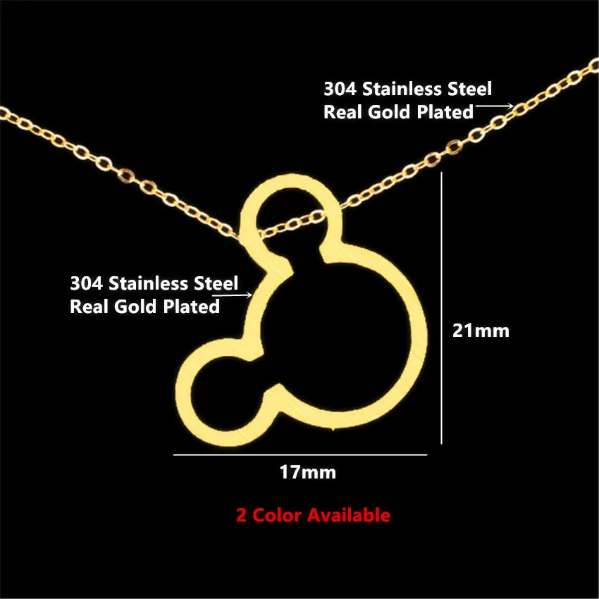 Cartoon Schmuck Miki Mouse Pendant Necklace Stud Earrings For Women Turkish Jewelry Set Stainless Steel Gold Color Brincos | Украшения и