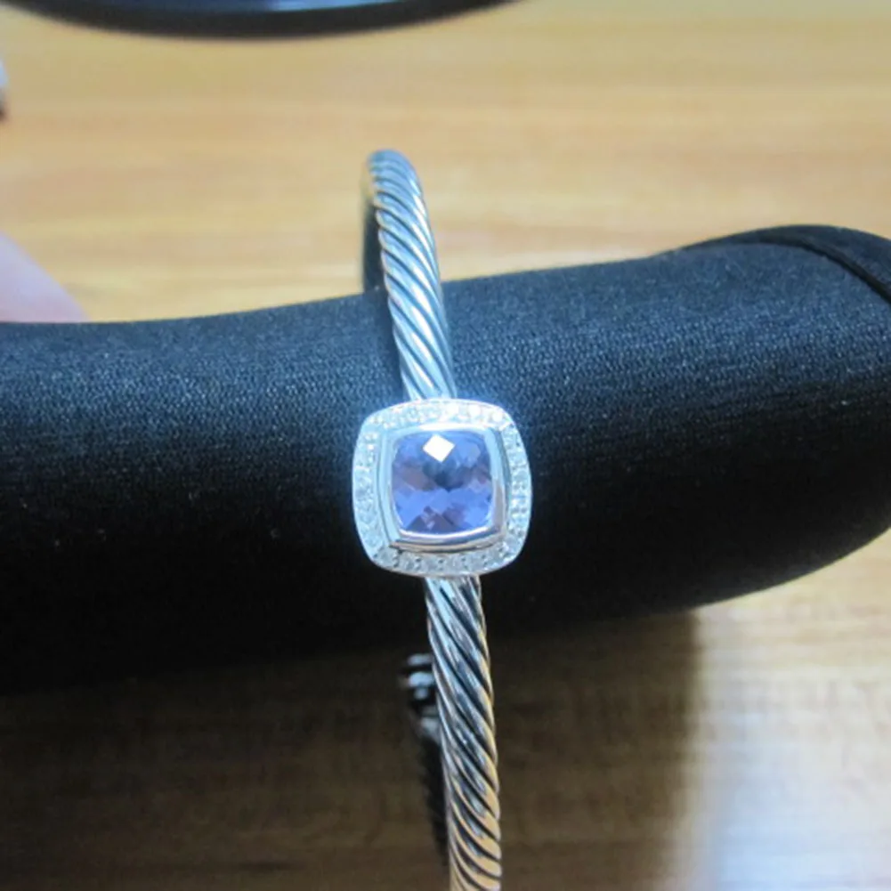 Lavender Amethyst 925 серебряные ювелирные изделия 4 мм браслет с гранатом Лавандовый Аметист морганит и бриллианты модный бренд Braceelt браслет - Цвет камня: Lavender Amethyst