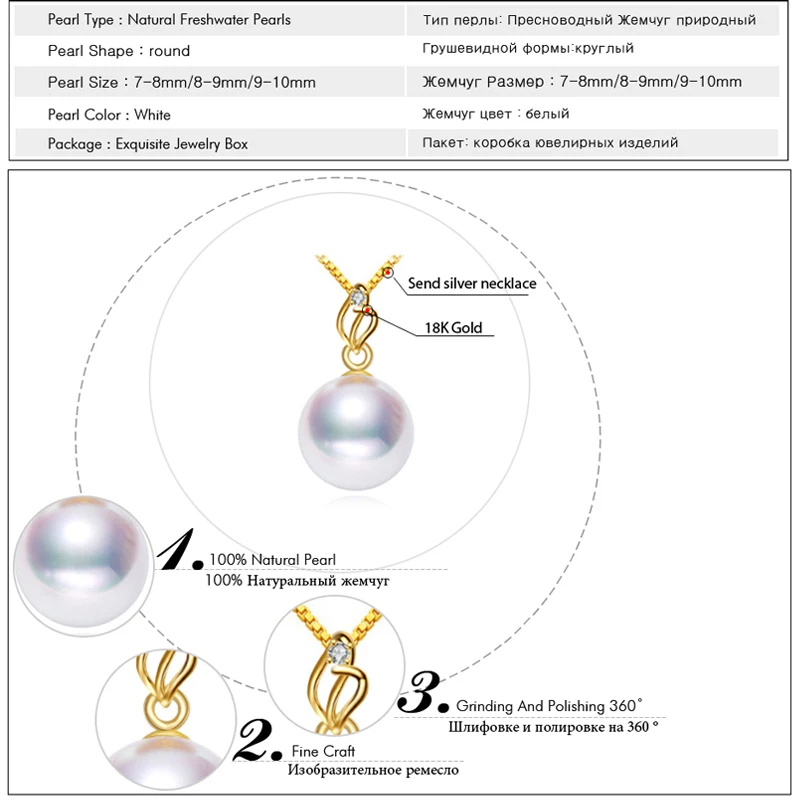 

MINTHA 18K Gold pendant pearl Jewelry pendant necklace women for lovers fine jewelry pearl pendant with 925 silver necklace