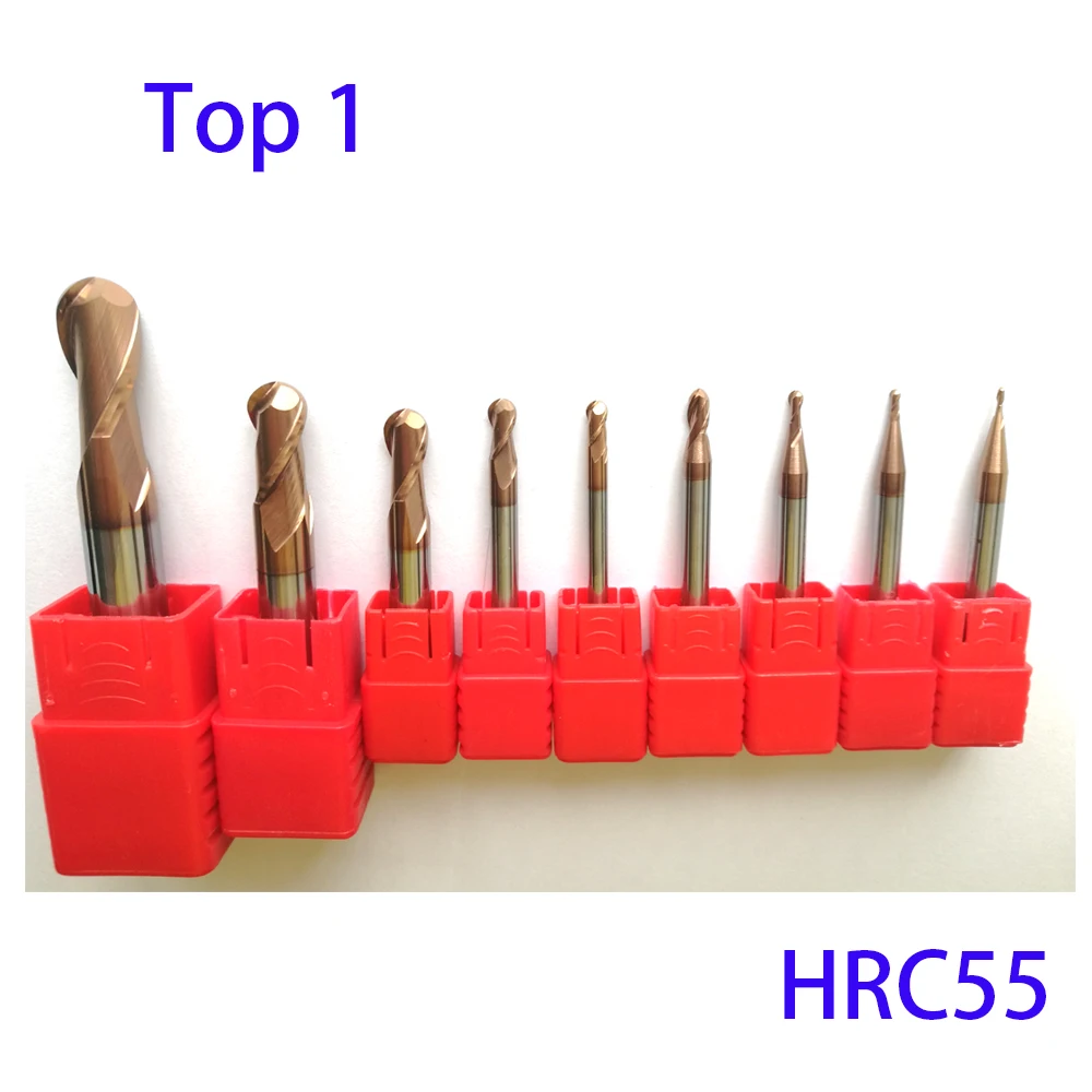 

1mm 2mm 3mm 4mm 5mm 6mm 8mm 10mm 12mm Tungsten Carbide Ball nose End Mills Spiral Bits CNC Router Bits 2 Flutes HRC55