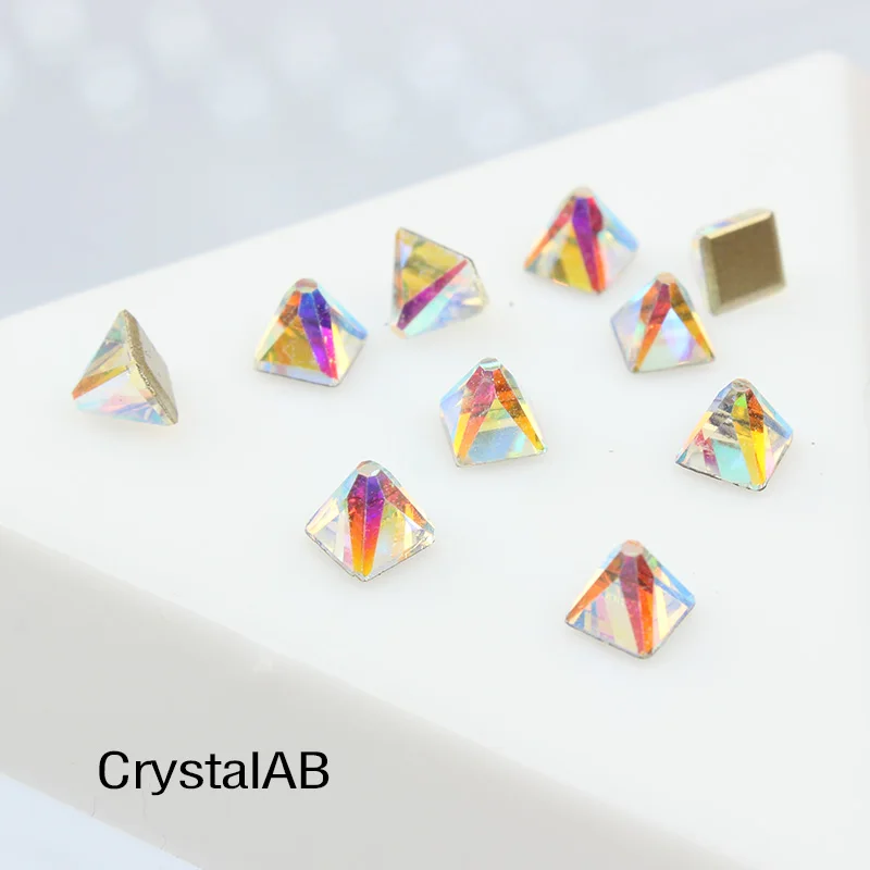 Горячие 3D Стразы для дизайна ногтей с плоским дном 4 мм квадратные конические Стразы для ногтей DIY декоративные ремонтные принадлежности