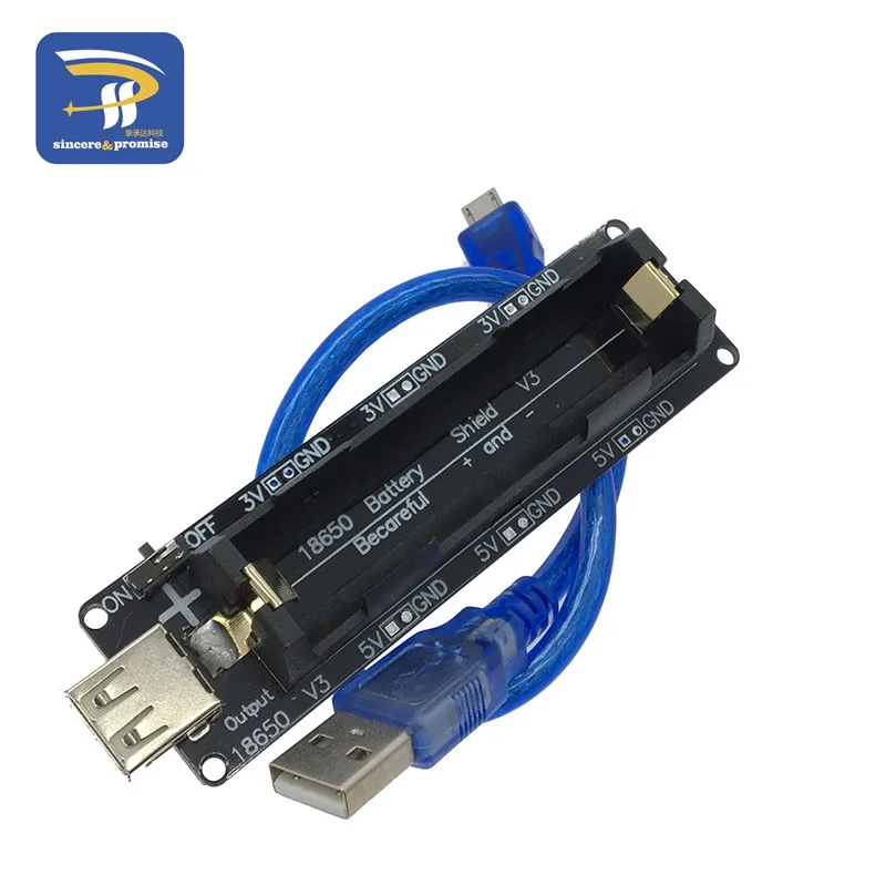 with cable 18650 Защита аккумулятора V3 для Raspberry Pi WEMOS ESP32 ESP32S для Arduino Micro usb type-A USB выход Diy Kit - Цвет: with cable