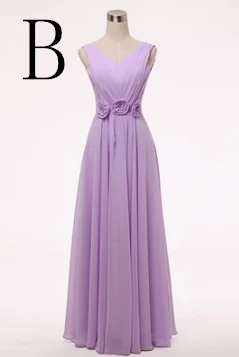 B Vestidos de sirena elegantes длинное шифоновое платье подружки невесты с v-образным вырезом до 50 платье лавандового размера плюс B2742 - Цвет: B