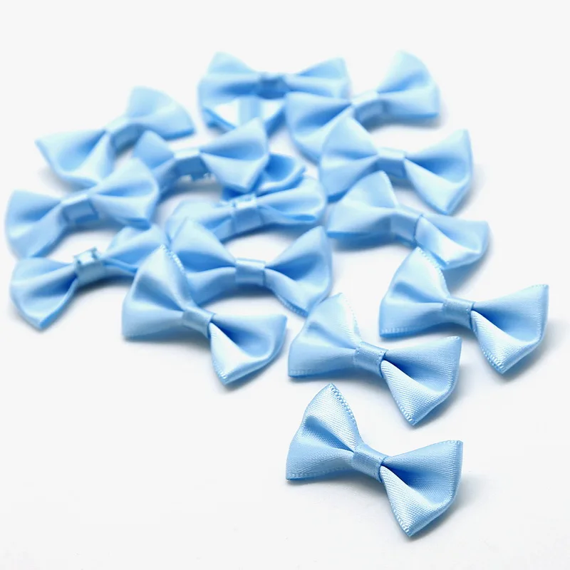 Light Blue 100 шт. 4*2,5 см мини бант из атласной ленты заколки для волос Аппликация «сделай сам» Скрапбукинг Ремесло свадебные галстуки-бабочки декоративные - Цвет: Light Blue