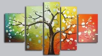 5 шт. ручная роспись масляная живопись золотое дерево II-современное холст стены