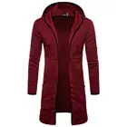 Мужской кардиган со скидкой, модный свитер с капюшоном, ветрозащитный Повседневный Топ европейского размера, длинная одежда с большими карманами