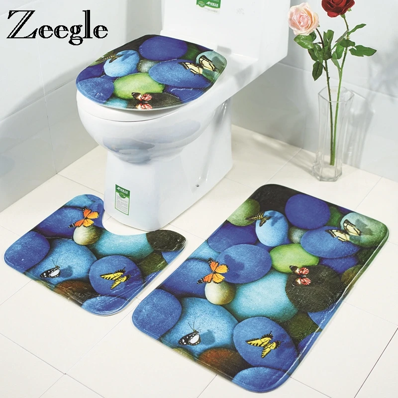 Коврик Zeegle для ванной комнаты Противоскользящий коврик туалета Набор ковриков