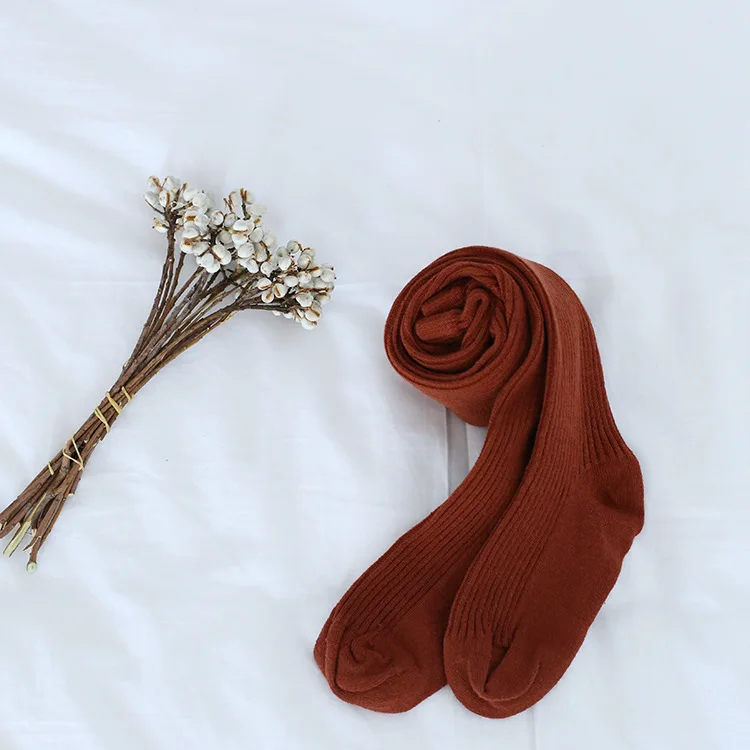 brown red Новые осенние колготки для девочек детские колготки в Корейском стиле из чистого хлопка яркие разноцветные колготки для девочек - Цвет: brown red