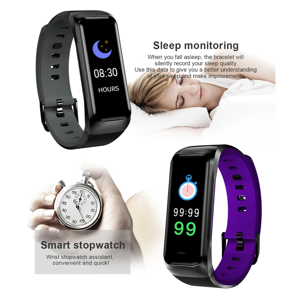 B02 Smart Band IP68 Водонепроницаемый сердечного ритма крови Давление монитор Фитнес