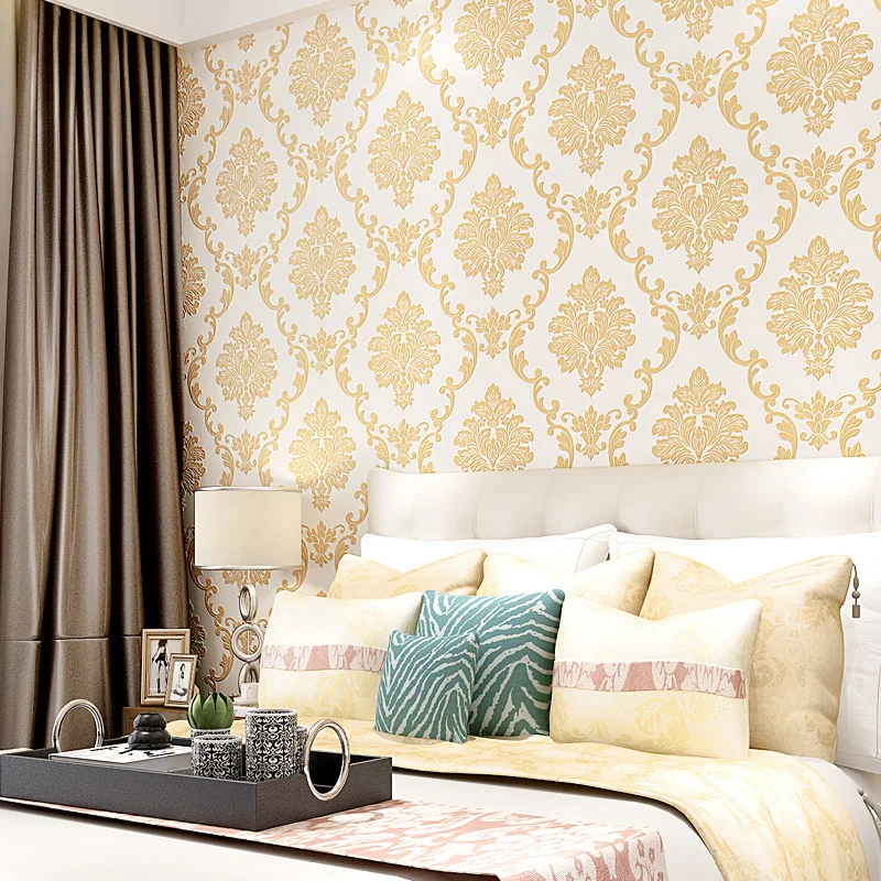 3D Pressure Relief luxurious europe Simple Living room nonwoven fabric wallpaper Bedroom TV background wall sticker | Дом и сад