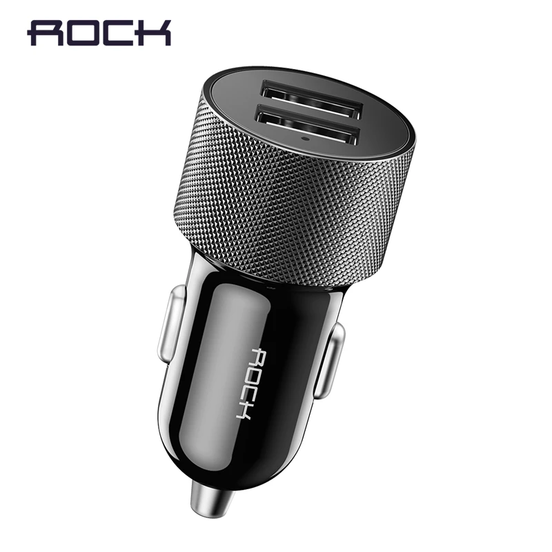 ROCK Dual USB выход Автомобильное зарядное устройство 5V2. 4A Быстрая зарядка мобильный